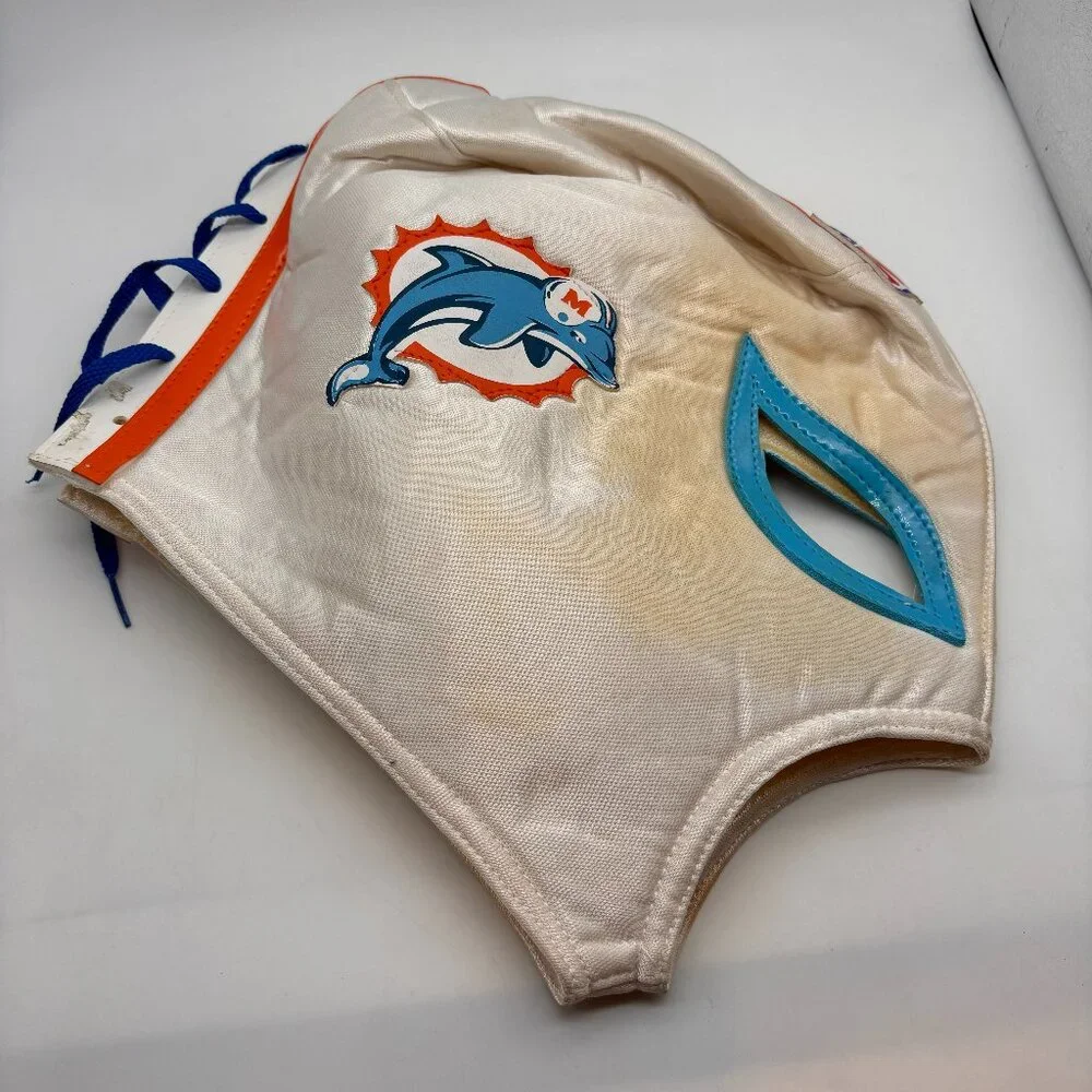 NFL Miami Dolphins Logo Football Team Wrestling Mask with Flaws